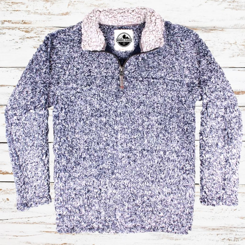 The Victoria Sherpa Pullover in Vintage Blue by Nordic Fleece - Country Club Prep