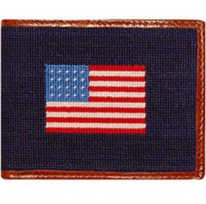 American Flag Needlepoint Wallet in Navy by Smathers & Branson - Country Club Prep