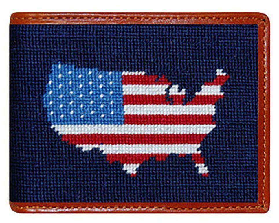 Americana Needlepoint Wallet in Navy by Smathers & Branson - Country Club Prep
