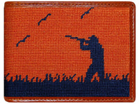 Bird Hunter Needlepoint Wallet in Orange by Smathers & Branson - Country Club Prep