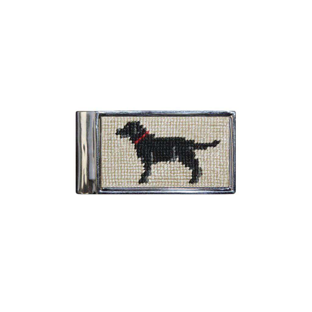 Black Lab Needlepoint Money Clip in Khaki by Smathers & Branson - Country Club Prep