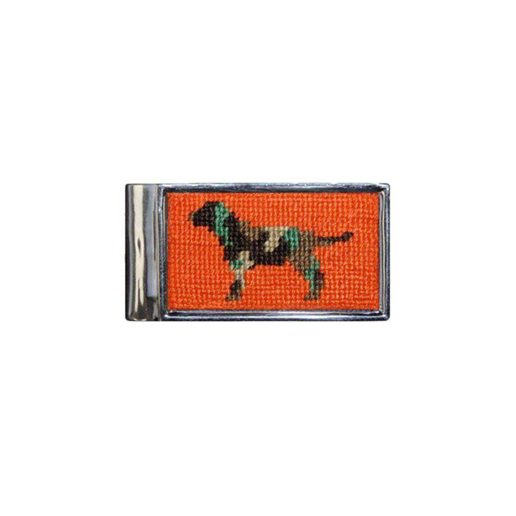Camo Retriever Needlepoint Money Clip in Orange by Smathers & Branson - Country Club Prep