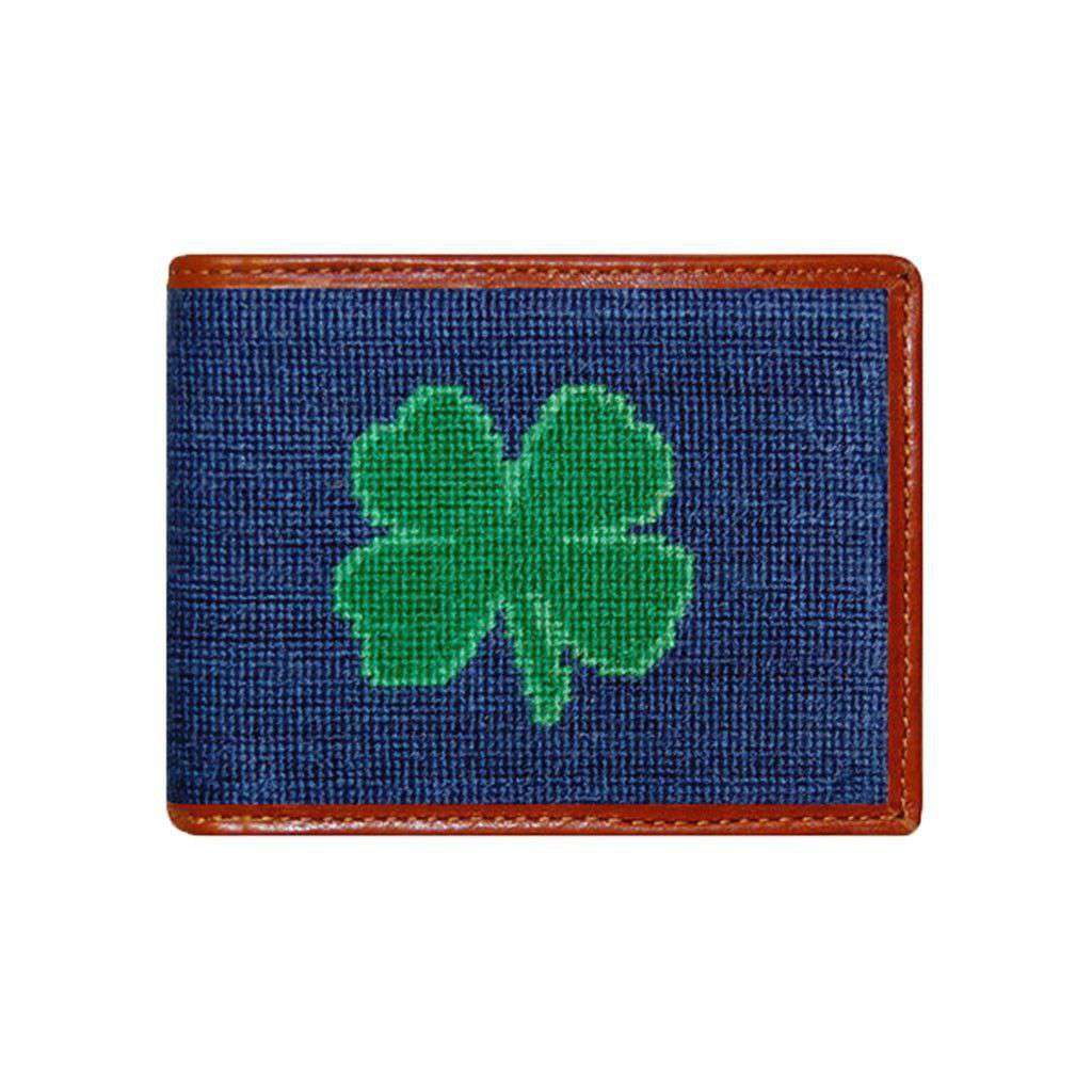 Clover Needlepoint Wallet in Navy by Smathers & Branson - Country Club Prep