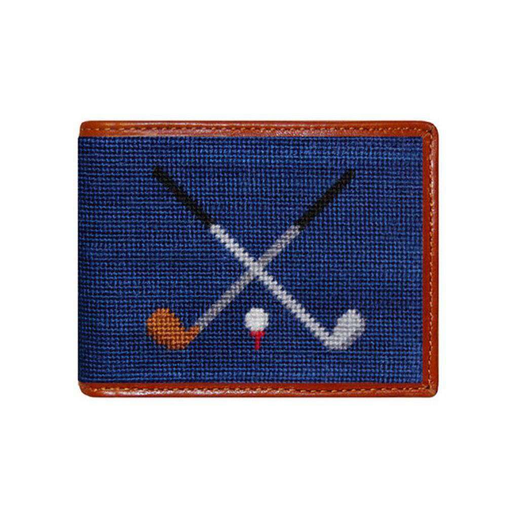 Crossed Clubs Needlepoint Bi-Fold Wallet by Smathers & Branson - Country Club Prep