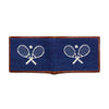 Crossed Racquets Needlepoint Wallet in Classic Navy by Smathers & Branson - Country Club Prep