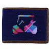 Custom Madras Golf Cart Needlepoint Wallet in Dark Navy by Smathers & Branson - Country Club Prep