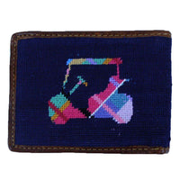 Custom Madras Golf Cart Needlepoint Wallet in Dark Navy by Smathers & Branson - Country Club Prep