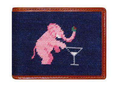 Elephant Martini Needlepoint Wallet in Navy by Smathers & Branson - Country Club Prep