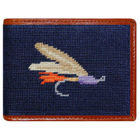 Fishing Fly Needlepoint Wallet in Navy by Smathers & Branson - Country Club Prep