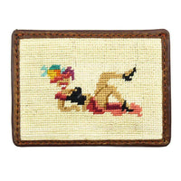 Fruit Girl Needlepoint Credit Card Wallet in Khaki by Smathers & Branson - Country Club Prep