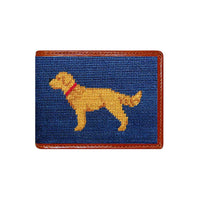 Golden Retriever Needlepoint Wallet in Navy by Smathers & Branson - Country Club Prep