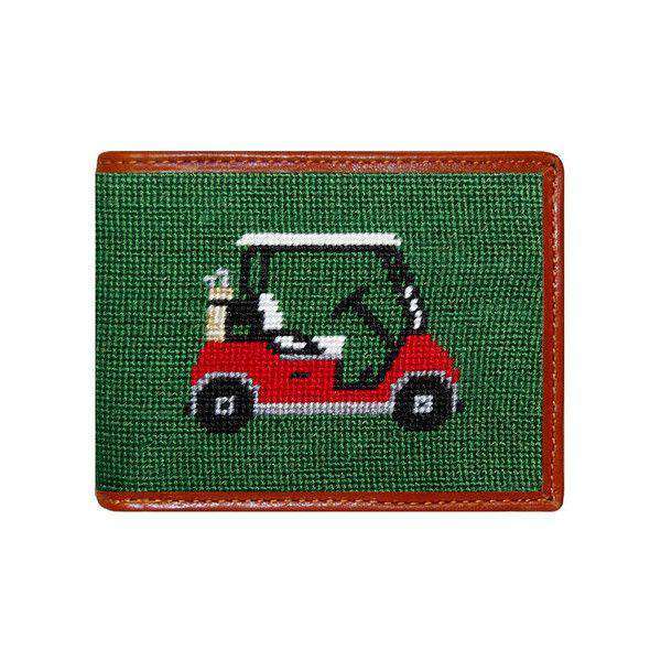 Golf Cart Needlepoint Bi-Fold Wallet in Forest by Smathers & Branson - Country Club Prep