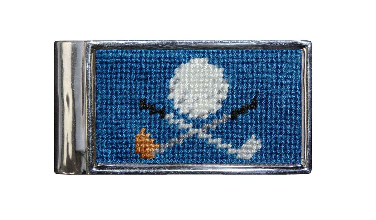 Golf Clubs Needlepoint Money Clip by Smathers & Branson - Country Club Prep