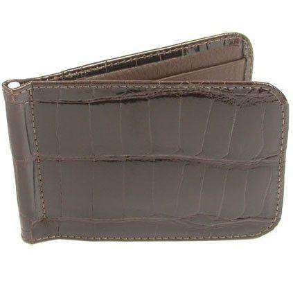 Joseph Alligator Credit Card Money Clip in Dark Brown by Martin Dingman - Country Club Prep