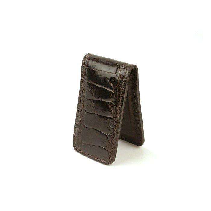 Joseph Alligator Magnetic Money Clip in Dark Brown by Martin Dingman - Country Club Prep