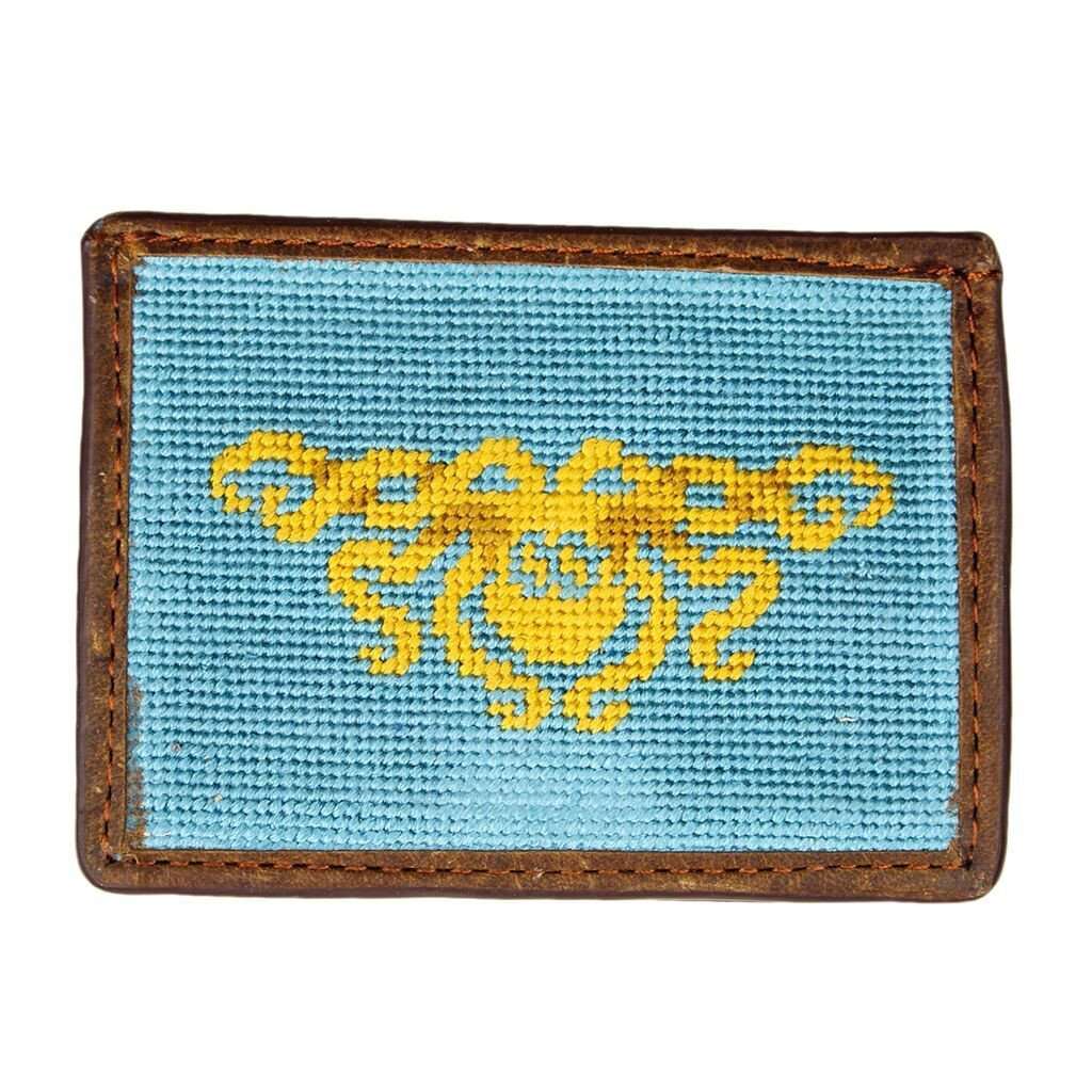 Kraken Needlepoint Credit Card Wallet in Turquoise by Smathers & Branson - Country Club Prep