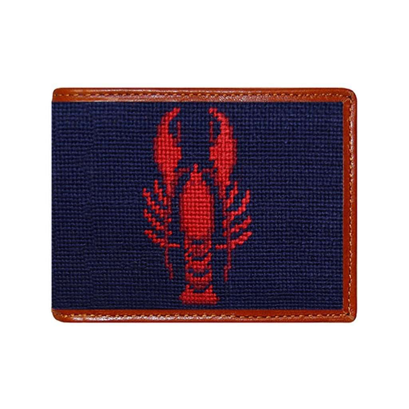Smathers & Branson American Flag Needlepoint Wallet - Navy Leather Bi-Fold