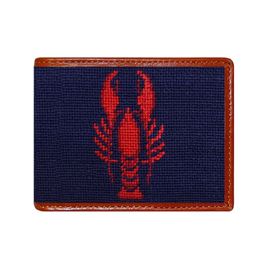 Lobster Needlepoint Wallet in Dark Navy by Smathers & Branson - Country Club Prep