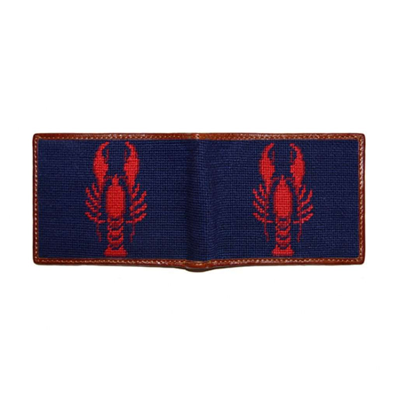 Lobster Needlepoint Wallet in Dark Navy by Smathers & Branson - Country Club Prep