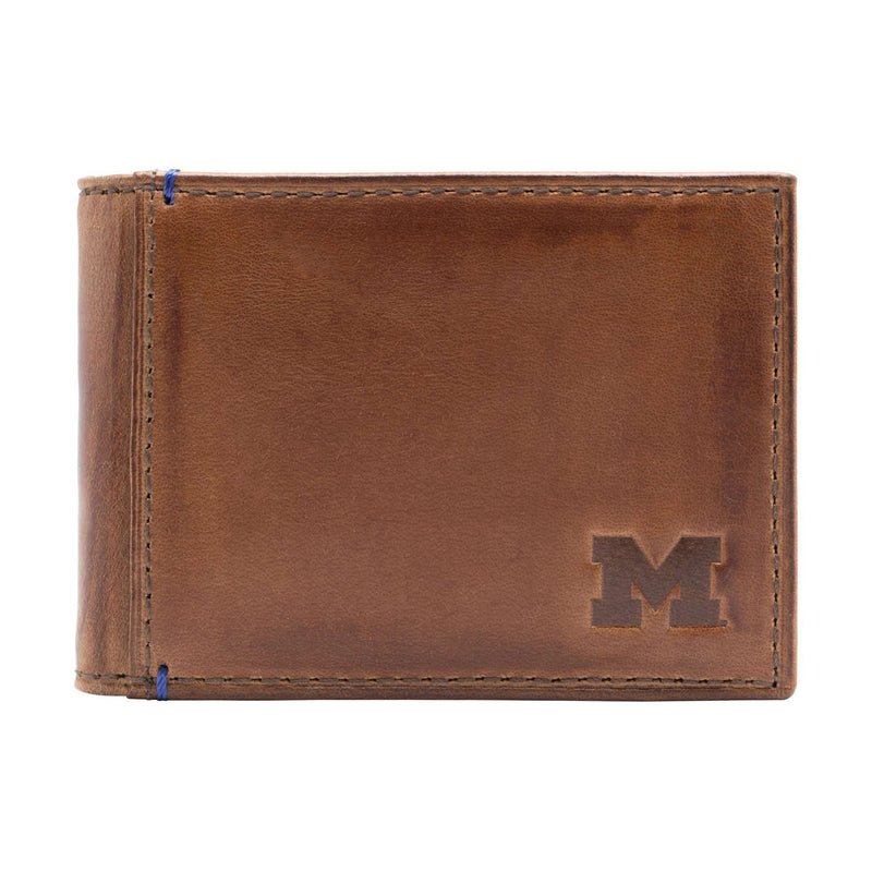 Michigan Wolverines Campus Flip Bifold Front Pocket Wallet by Jack Mason - Country Club Prep