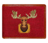 Moose Needlepoint Wallet in Maroon by Smathers & Branson - Country Club Prep