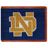 Notre Dame Needlepoint Wallet in Navy by Smathers & Branson - Country Club Prep