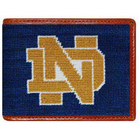 Notre Dame Needlepoint Wallet in Navy by Smathers & Branson - Country Club Prep