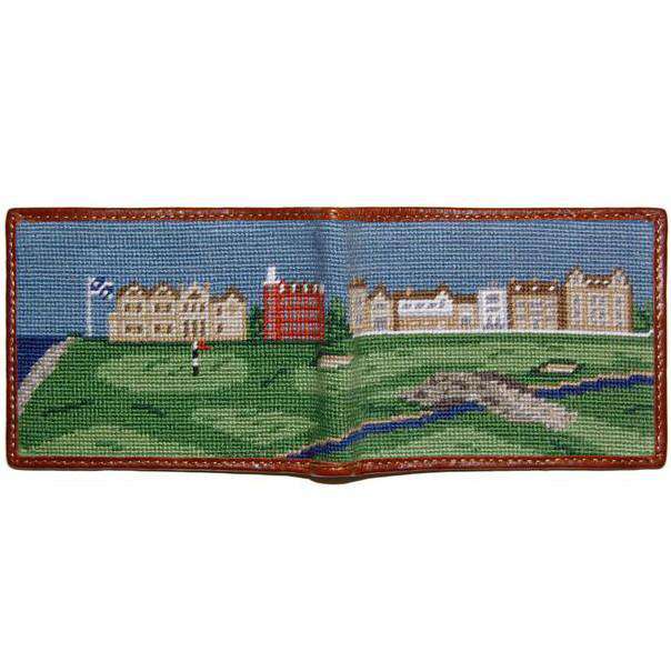 Old Course Scene Needlepoint Wallet by Smathers & Branson - Country Club Prep