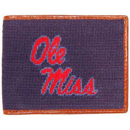 Ole Miss Needlepoint Wallet in Navy by Smathers & Branson - Country Club Prep