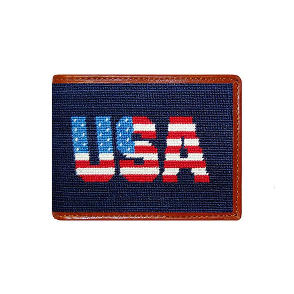 Patriotic USA Needlepoint Wallet in Dark Navy by Smathers & Branson - Country Club Prep