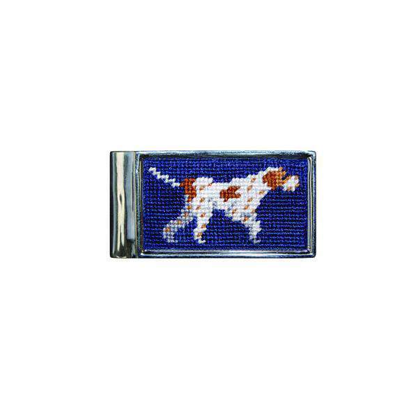 Pointer Needlepoint Money Clip in Navy by Smathers & Branson - Country Club Prep