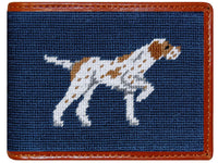 Pointer Needlepoint Wallet in Blue by Smathers & Branson - Country Club Prep