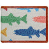 Rainbow Trout Needlepoint Bi-Fold Wallet in Oatmeal by Smathers & Branson - Country Club Prep