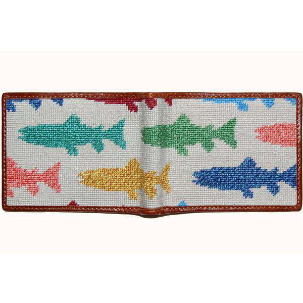 Rainbow Trout Needlepoint Bi-Fold Wallet in Oatmeal by Smathers & Branson - Country Club Prep
