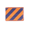 Repp Stripe Needlepoint Bi-Fold Wallet in Orange and Dark Navy by Smathers & Branson - Country Club Prep