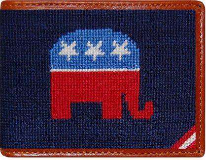 Republican Needlepoint Wallet in Blue by Smathers & Branson - Country Club Prep