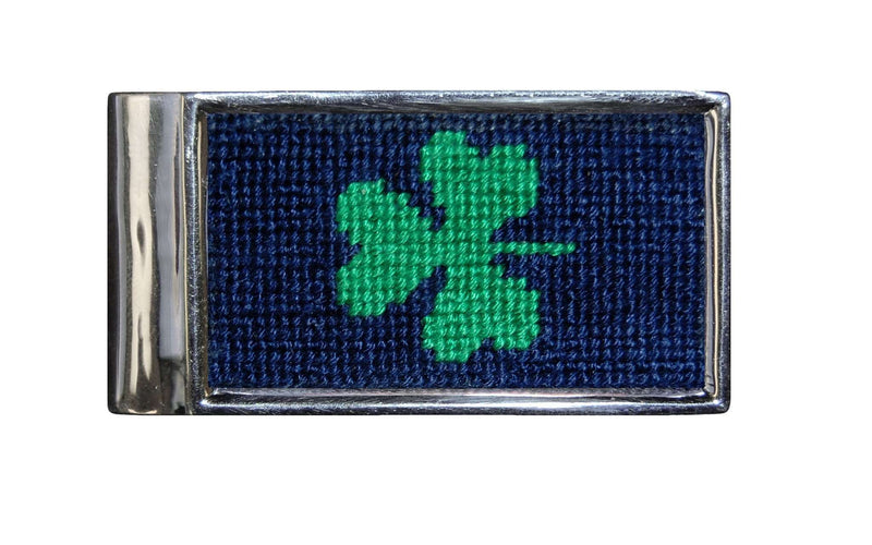 Shamrock Needlepoint Money Clip by Smathers & Branson - Country Club Prep