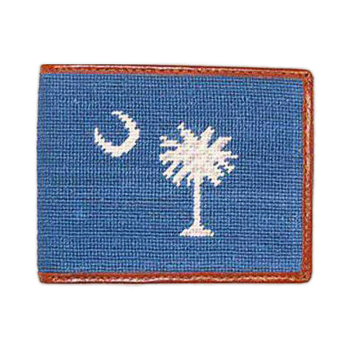 South Carolina State Flag Needlepoint Wallet in Palmetto Blue by Smathers & Branson - Country Club Prep