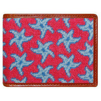 Starfish Needlepoint Wallet in Coral by Smathers & Branson - Country Club Prep
