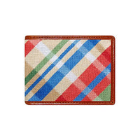 Summer Madras Needlepoint Wallet by Smathers & Branson - Country Club Prep