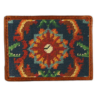 Tick Tock Needlepoint Credit Card Wallet in Navy by Smathers & Branson - Country Club Prep