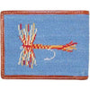 Trout and Fly Needlepoint Wallet in Light Blue by Smathers & Branson - Country Club Prep