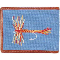 Trout and Fly Needlepoint Wallet in Light Blue by Smathers & Branson - Country Club Prep