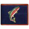Trout and Fly Needlepoint Wallet in Navy by Smathers & Branson - Country Club Prep