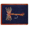 Trout and Fly Needlepoint Wallet in Navy by Smathers & Branson - Country Club Prep