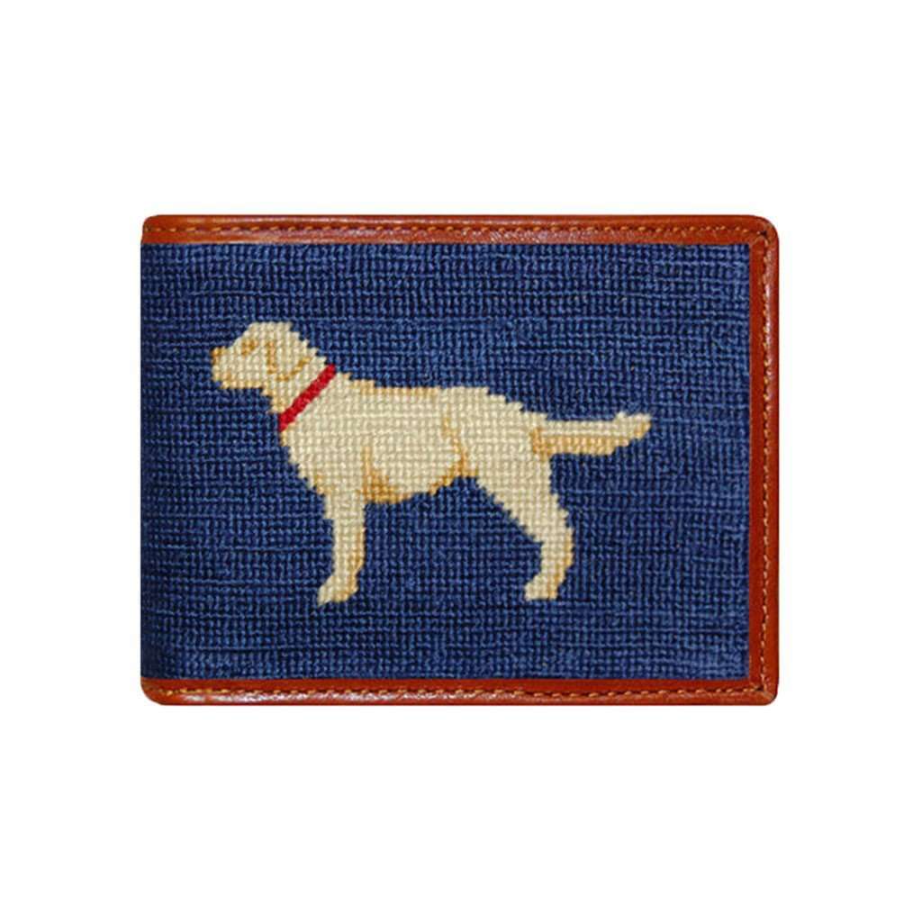 Yellow Lab Needlepoint Wallet in Blue by Smathers & Branson - Country Club Prep