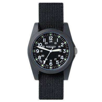 A-3P Sportsman Vintage Field Watch in Black Band with Black Dial by Bertucci - Country Club Prep