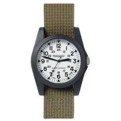 A-3P Sportsman Vintage Field Watch in Drab Band with White Dial by Bertucci - Country Club Prep