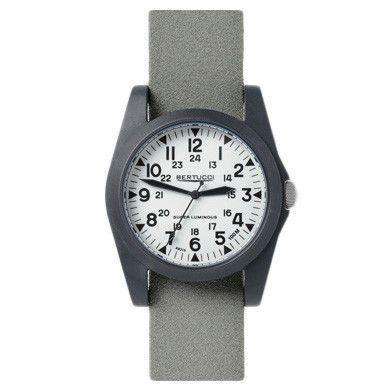A-3P Sportsman Vintage Field Watch in Foliage Tridura Band with White Dial by Bertucci - Country Club Prep