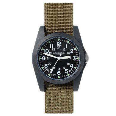 A-3P Sportsman Vintage Field Watch in Olive Band with Black Dial by Bertucci - Country Club Prep